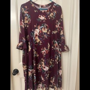 Burgundy floral swing dress